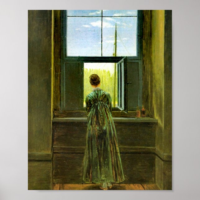 Caspar David Friedrich Woman på en Window Poster (Framsidan)