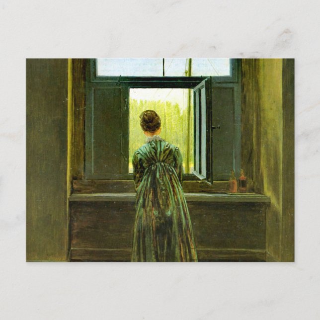 Caspar David Friedrich Woman på en Window Vykort (Framsida)