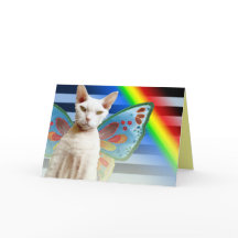 Casper Rainbow fairy | Devon Rex Kat Birthday Card