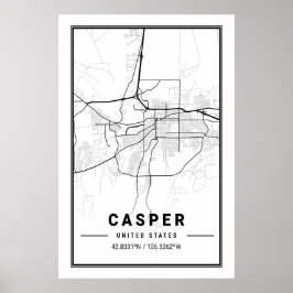Casper Wyoming USA City Travel City Karta Poster