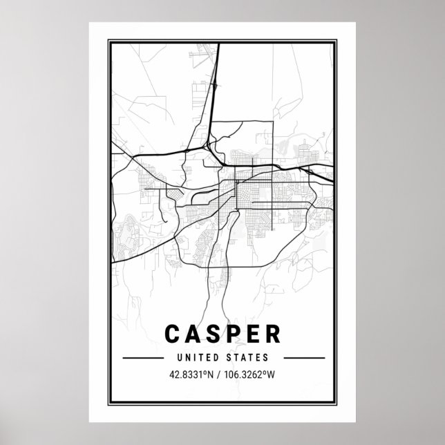 Casper Wyoming USA City Travel City Karta Poster (Framsidan)