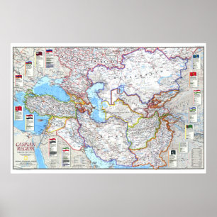 "Caspian region: KARTA för 1999 Caspian länder Poster