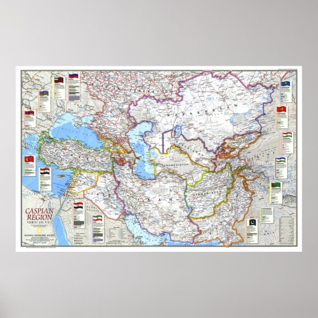 " Caspianregionen: 1999 - Löfte och Peril KARTA .. Poster (Framsidan)