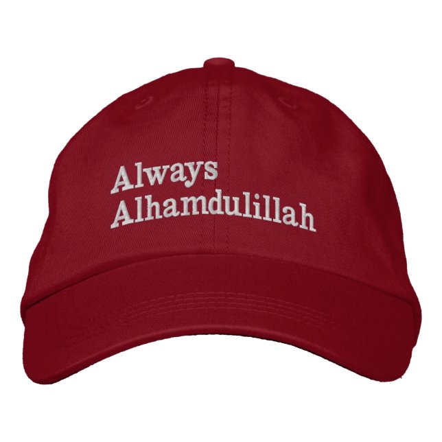 Casquette Rouge "Always Alhamdulillah" Broderad Keps (Framsida)