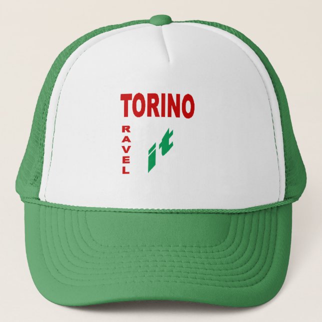 casquette Trucker blanc vert TORINO  TRAVEL ITALIA Keps (Framsida)