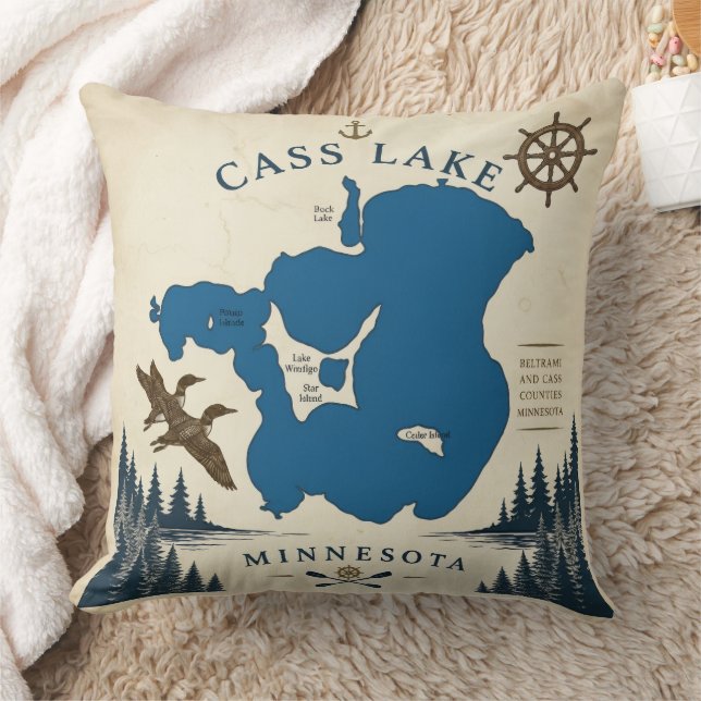 Cass Lake, Minnesota Semesterhus & presenter Kudde (Filt)