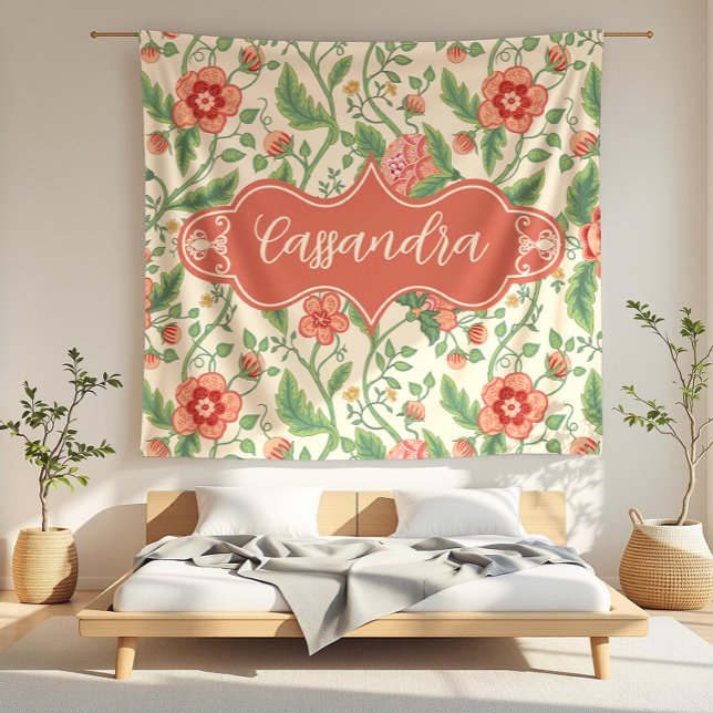 Cassandra Cream Art nouveau Blommigt Vine Fleecefilt (detail)
