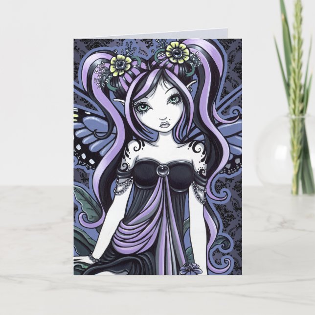 "Cassandra" Violet Butterfly Fairy Art Card Kort (Framsida)