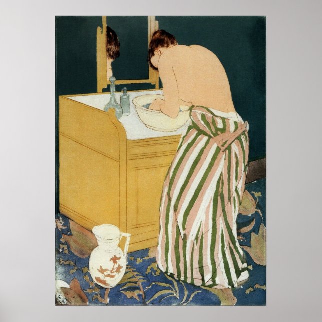 Cassatt - Kvinna badar Poster (Framsidan)