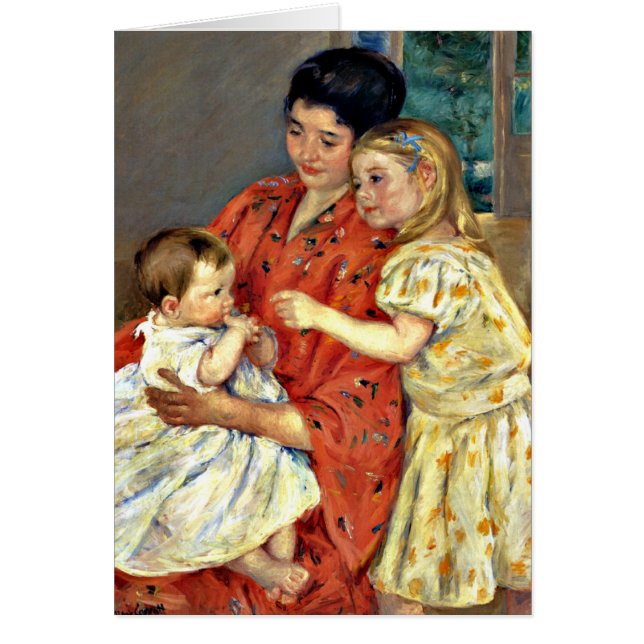 Cassatt - Mor och Sara Admiring the Baby-1901.j Hälsningskort (Framsidan)