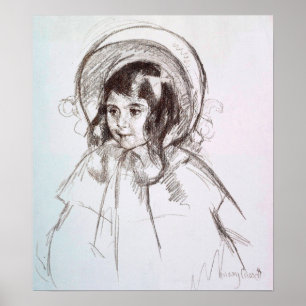 Cassatt - Sara iförd hatt och kappa Poster