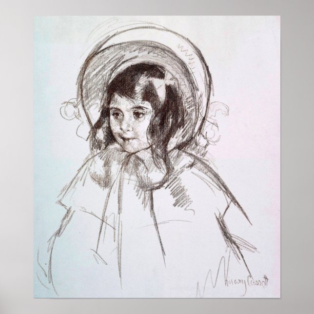 Cassatt - Sara iförd hatt och kappa Poster (Framsidan)