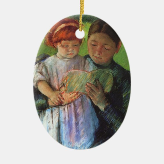 Cassatt: Sjuksköterska & ung flicka Julgransprydnad Keramik (Framsidan)