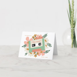 Cassette Blommigt Heart Sjunga Valentine Card Tack Kort