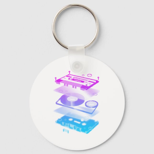 Cassette Explosion View - Music Tape Retro DJ Nyckelring (Framsida)