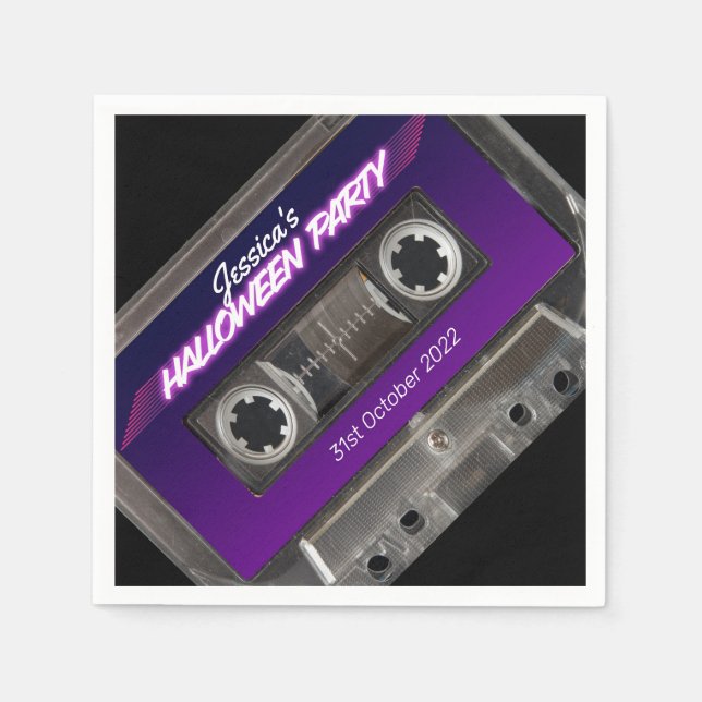 Cassette Retro 80s, temat Mixtape Halloween fest Pappersservett (Framsidan)