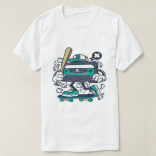 Cassette Skater Grafisk T-Shirt 80-tal Retro Teckn