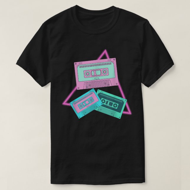 Cassette Synthwave Retro 90s Art Vaporwave Music M T Shirt (Design framsida)