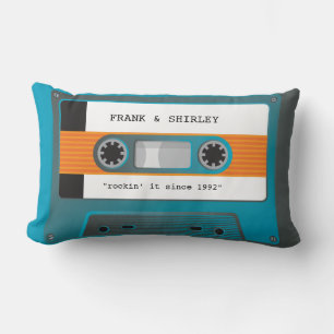 CASSETTE TAPE retro Music disco aqua grått i rocki Lumbarkudde