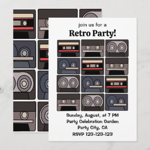 Cassette Tape Retro Music Party Inbjudningar