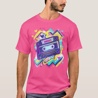 Cassette Tape Zigzags Hearts Design 90S Rb Baseb T Shirt