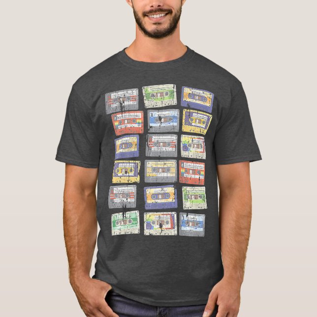 Cassette Tapes Mixtapes 1980s Radio DJ Music T Shirt (Framsida)