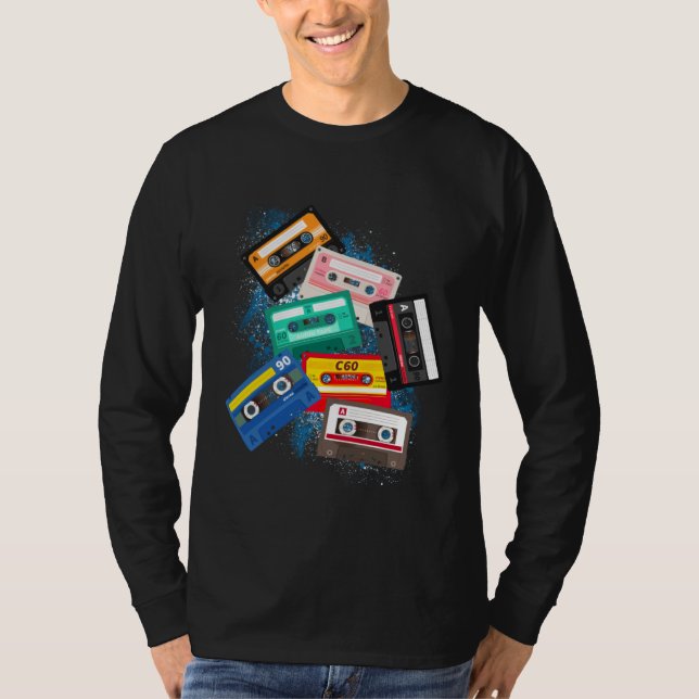 Cassette Tapes Mixtapes 1980s Radio Music Graphic  T Shirt (Framsida)