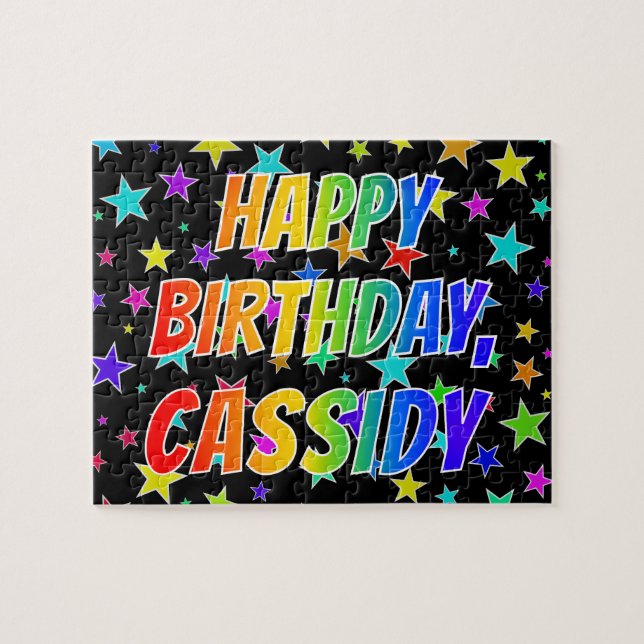 "CASSIDY" Förnamn, Rolig "GRATTIS PÅ FÖDELSEDAGEN" Pussel (Horisontell)