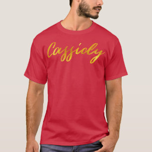 Cassidy Namn Hand Lettering i Faux Guld Brev T Shirt