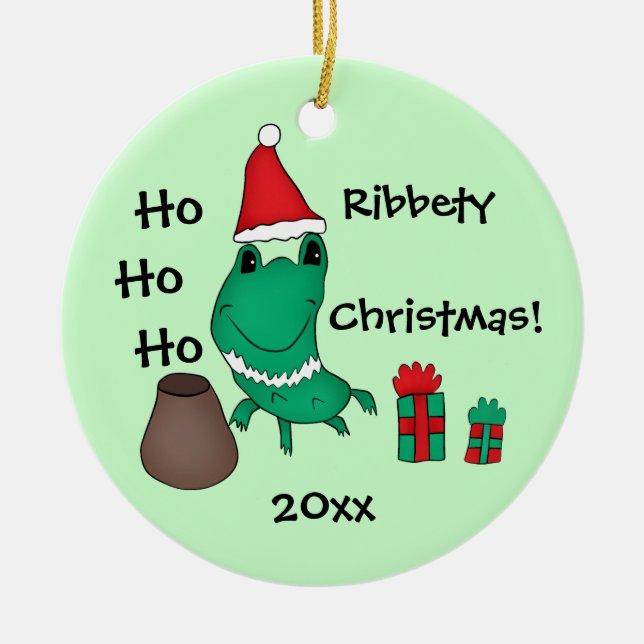 Cassies söta julgroda julgransprydnad keramik (Framsidan)