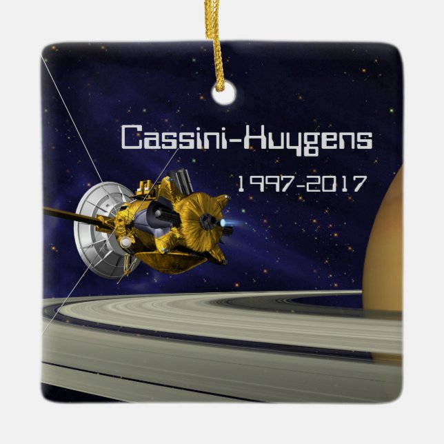 Cassini Huygens Saturn Uppdrag rymdfarkoster Julgransprydnad Keramik (Framsida)