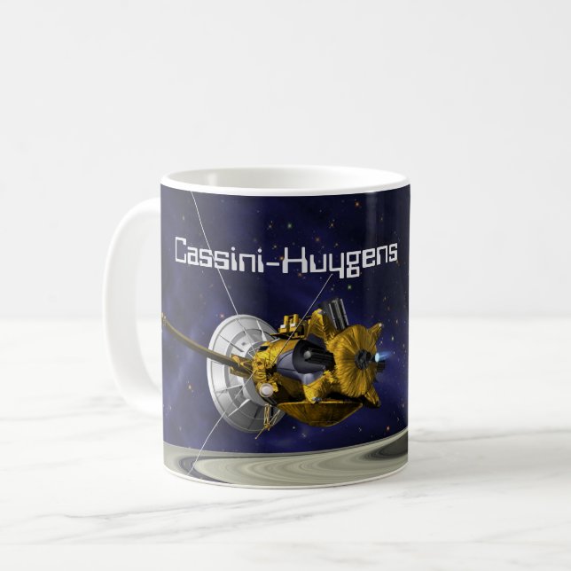 Cassini Huygens Saturn Uppdrag rymdfarkoster Kaffemugg (Framsida vänster)