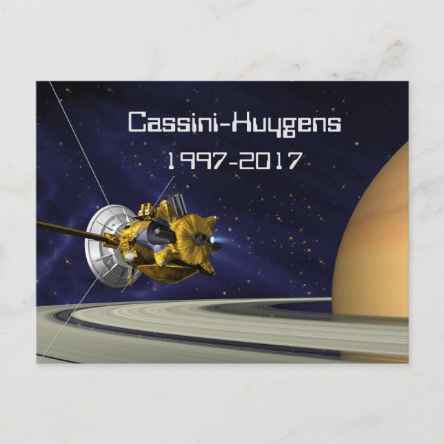 Cassini Huygens Saturn Uppdrag rymdfarkoster Vykort (Framsida)
