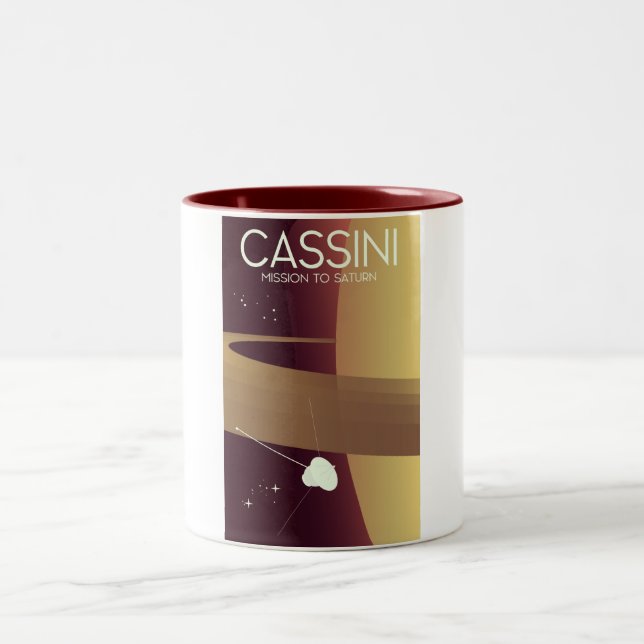 Cassini-uppdraget till Saturnus Två-Tonad Mugg (Center)