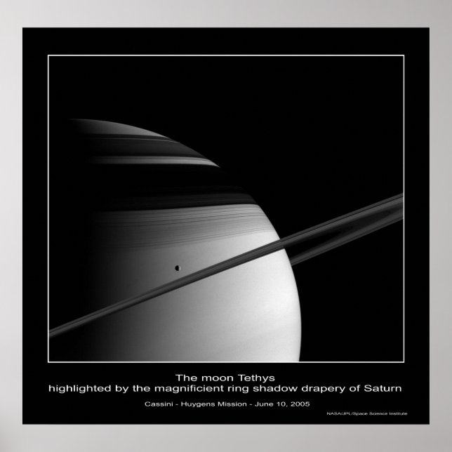 CassiniMission-TethysRingShadow_ca Poster (Framsidan)