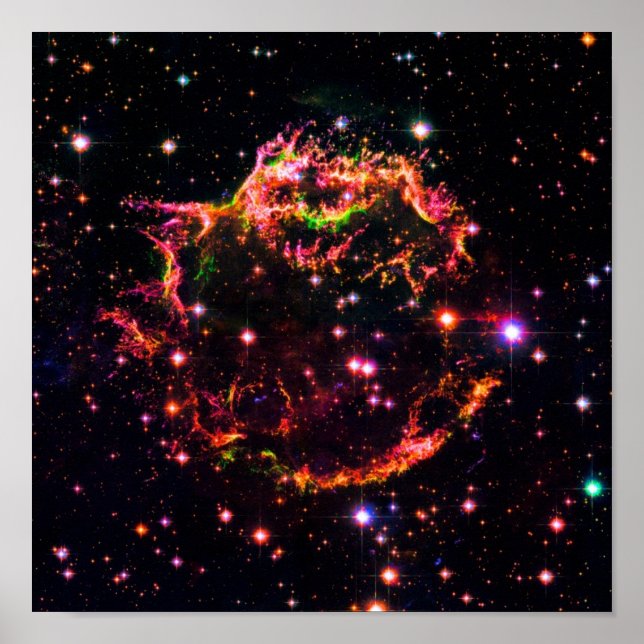 Cassiopeia A nebulosa supernovarest spacefoto Poster (Framsidan)