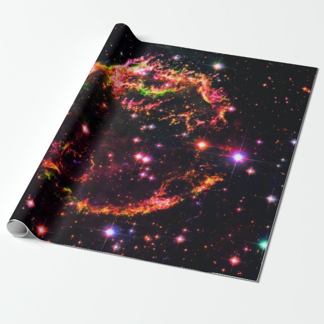 Cassiopeia A-nebulosan Supernovarest Rymdfoto Presentpapper (Utrullad)
