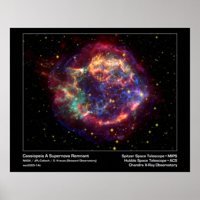 Cassiopeia A Supernova Remnant-Spitzer Telescope Poster (Framsidan)