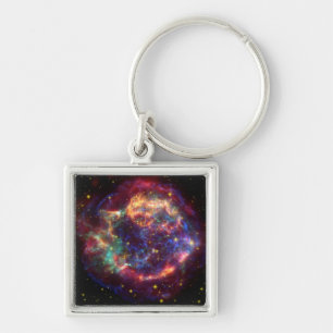 Cassiopeia Galaxy Supernova återstoden Fyrkantig Silverfärgad Nyckelring