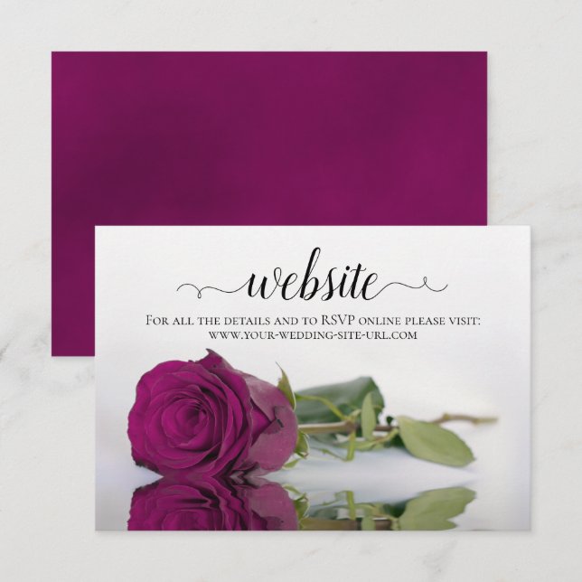 Cassis Bär Purple Ros Elegant Bröllopswebbplats Tilläggskort (Fram/baksida)