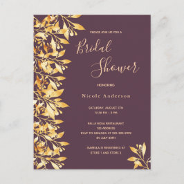 Cassis botanical guld Inbjudningskort för möhippan