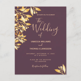 Cassis botaniska bröllopsinbjudan till guld vykort