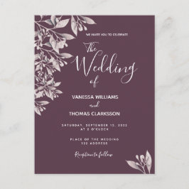 Cassis botaniska lila-manusinbjudan till bröllop vykort