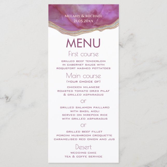 Cassis enkel chic agerar romantisk elegant meny (Framsida)