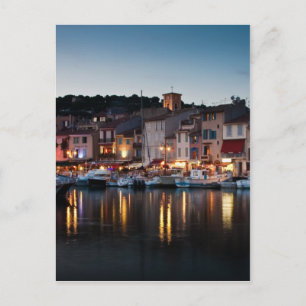 Cassis hamn på natten vykort