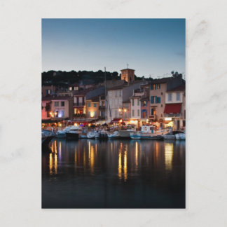 Cassis hamn på natten vykort