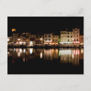 Cassis hamn på natten vykort