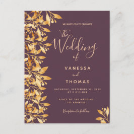 Cassis lila guld botaniska bröllopsinbjudan vykort