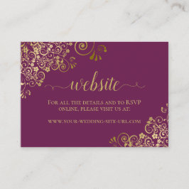 Cassis Lila med Guld Blommigt Snöre Bröllop Tilläggskort