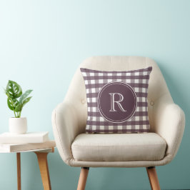 Cassis Lila och White Gingham Kudde
